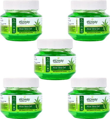 Eloway Aloe Vera Gel with Cucumber for Hydrated, Calm and Nourished Skin Pack of 5(500 g)
