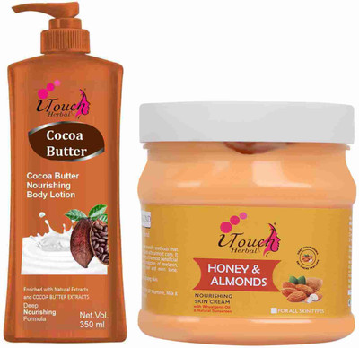 I TOUCH HERBAL Honey And Almond Cold Cream 500 ml + Cocoa Butter Body Lotion 350 ml(850 ml)