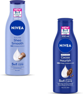 NIVEA Body Lotion 200ml - Shea Smooth & Cocoa Nourish (Pack of 2)(400 ml)