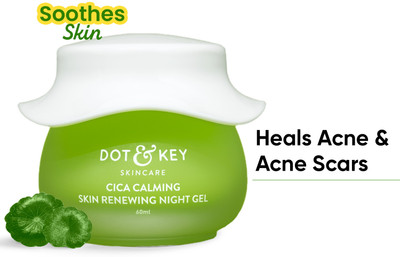 Dot & Key CICA Calming Skin Renewing Night Gel,For Oily, Acne Prone And Sensitive Skin(60 ml)