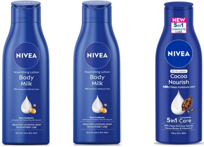 NIVEA 1 Cocoa Nourish 75ml & 2 Bodymilk 75ml lotion(225 ml)