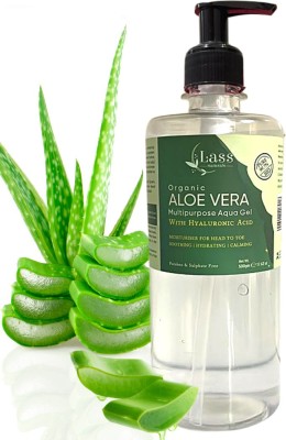 LASS NATURALS Head to Toe Aloe Vera Gel with Hyaluronic Acid - Ideal for Skin, Hair Care(500 ml)