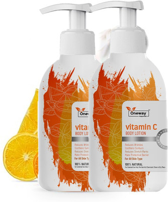 Oneway Happiness Radiance+ Vitamin C Body Lotion | Fights Dullness & Tan (2x300ml)(600 ml)