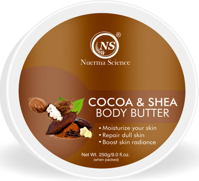 Nuerma Science Cocoa & Shea Cold Body Butter Cream for Intense Skin Moisturization & Radiance(250 g)