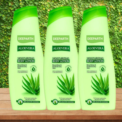 Deeparth Aloe Vera Lotion 100ml Each | Natural Moisturizer Pack 3(300 ml)