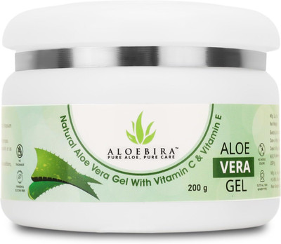 AloeBira Natural & Pure Aloe Vera Gel for Skin/Hair & Face with Vitamin C & E(200 g)