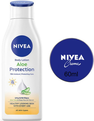 NIVEA Cream 60ml & Aloe Protection Lotion 200ml (Pack of 2)(230 ml)