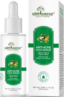 Earth Science Ayurveda Anti Acne Face Serum to Clear Acne or Pimple with Tea Tree Oil, Neem & Tulsi Ext(30 ml)