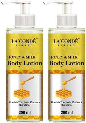 La'Conde Milk and Honey Body Lotion 24Hr Moisturizing Lotion for Dry Skin 200ML X 2(400 ml)