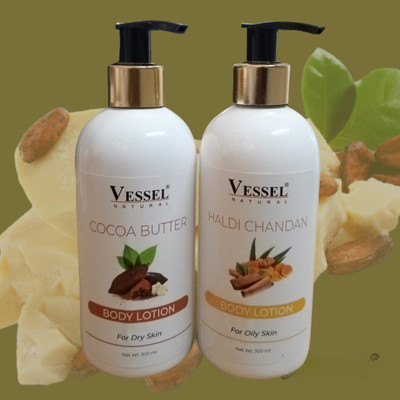 JVS Body Lotion Moisturiser Cream Combo Pack(Cocoa + Haldi Chandan)| 300 ml. X 2(600 ml)