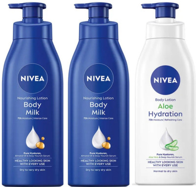 NIVEA BODY LOTION 400 ML - BODY MILK QTY 2 & ALOE HYDRATION QTY 1(1200 ml)