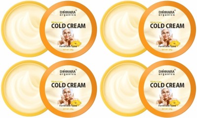 Donnara Organics Non-Sticky Cold Cream with Olive Oil & Vitamin E for winter Pack 4 of 100 Grams(400 ml)