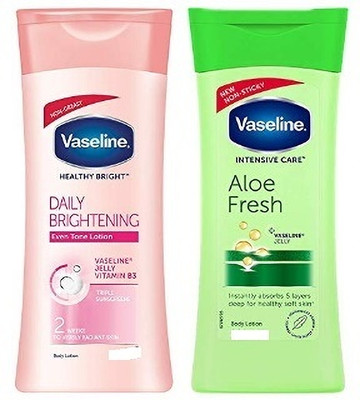 Vaseline Intansive Care + Aloevera + Daily Bright Body Lotion 100G X 2N(200 g)
