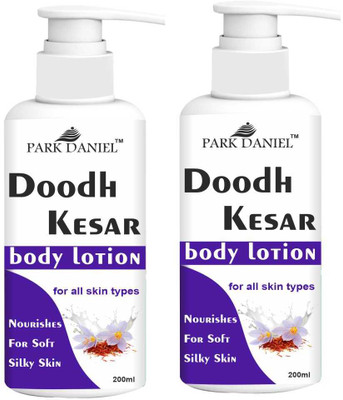 PARK DANIEL Herbal Body Lotion | Milk Kesar Body Lotion Soft and Glowing Skin 200ML Pack 2(400 ml)