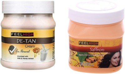 feelhigh De-tan tan removal Cream & Saffron enriched with kesar Cream- Skin care products(500 ml)