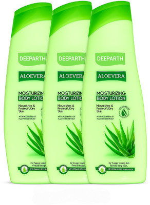 Deeparth Aloe Vera Moisturizing Lotion | 3 Bottles 100ml Each Pack(300 ml)