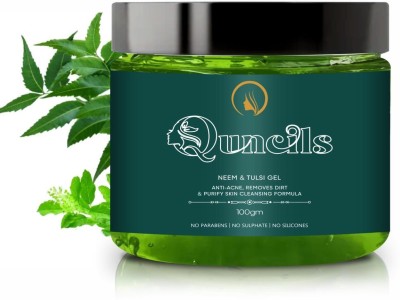 Quncils Neem & Tulsi Aloevera Gel Anti Acne & Pimple with Neem-Paraben & Sulphate Free(100 g)