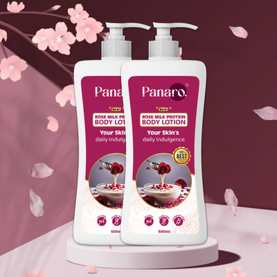 PANARO Rose Milk Protein Body Lotion with Shea and Cocoa Butter | Pack of 2 | Combo(1000 ml)