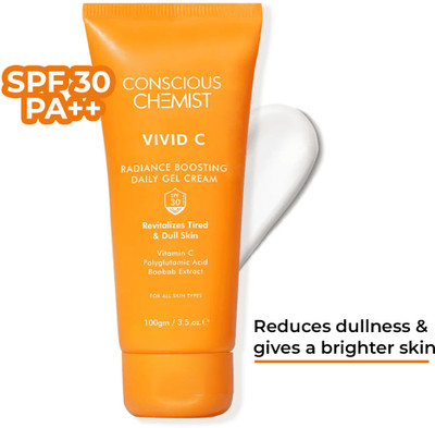 Conscious Chemist Vitamin C Moisturizer SPF 30 PA+++ | Gel for Bright, Youthful & Radiant Skin(100 g)