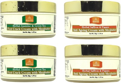 Khadi Pure Gramodyog Herbal Jasmine & Green Tea & Saffron & Papaya Cream -Pack of 4 (200g)(200 g)