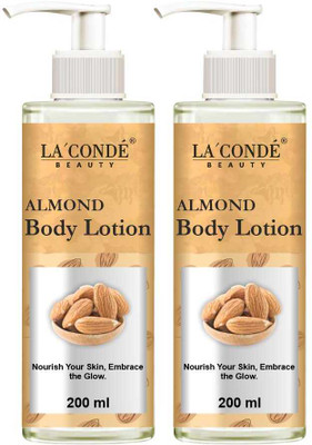 La'Conde Deep Nourishing Almond Body Lotion (200ml x 2) for Dry Skin, For All Skin Types(400 ml)