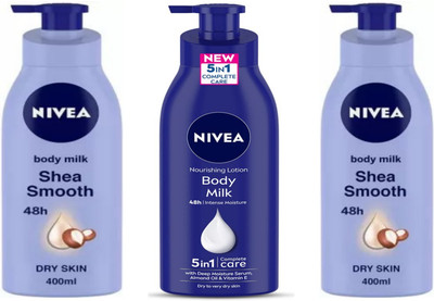 NIVEA Shea Smooth Body Lotion 400 ML 2 Pcs & Body Milk Body Lotion 400 ML 1(1200 ml)