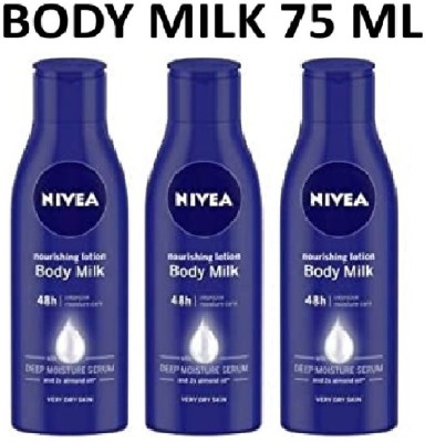 NIVEA nourishing body milk 75 ml each Pack of 3 B(225 ml)