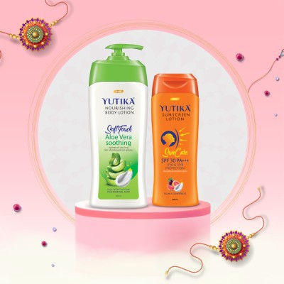 Yutika Aloevera Body Lotion 500 ml & Sunscreen Body Lotion With Spf 300 ml (Pack OF 2)(0.8 L)