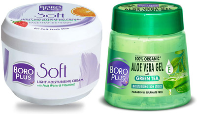 BOROPLUS Soft Ayurvedic Antiseptic Cream 200ml + Aloevera Gel 200ml(400 ml)