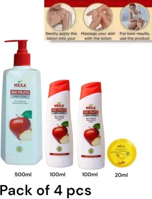 NEXA FAIR TONE Mix Fruit Body Lotion 500ml+2*100ml+20ml (Pack of 4 pcs)(500 ml)