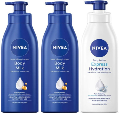 NIVEA BODY LOTION 400 ML - BODY MILK QTY 2 & EXPRESS HYDRATION QTY 1(1200 ml)