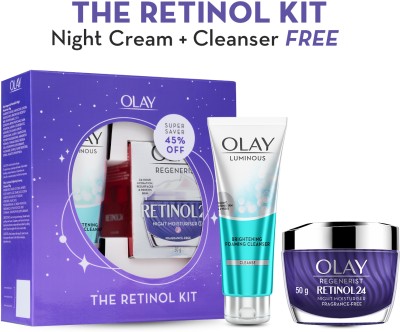 OLAY Retinol Kit for Overnight Repair | Retinol Cream with Cleanser, Pack of 2(150 g)