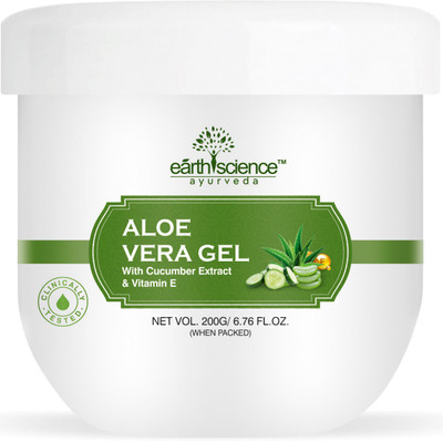 Earth Science Ayurveda Pure Aloe Vera Gel with Cucumber Extract Use for Face, Body and Hair(200 g)
