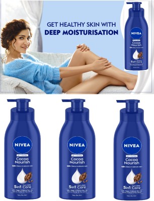 NIVEA Cocoa Nourish Body Lotion & Cocoa Butter For Dry Skin 400ML Pack of - 3(1200 ml)