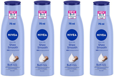 NIVEA Shea Smooth 5 in 1 Care Lotion - 75ml (Pack of 4)(300 ml)
