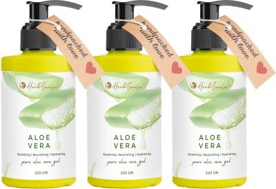 HerbSense Pure Aloe Vera Gel For All Skin & Hair Types, Zero Added Fragrance or Color(450 g)
