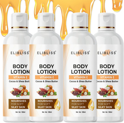 ELIBLISS Body Lotion with Vitamin E, Cocoa & Shea Butter Deep Moisturizer for Dry Skin(400 ml)