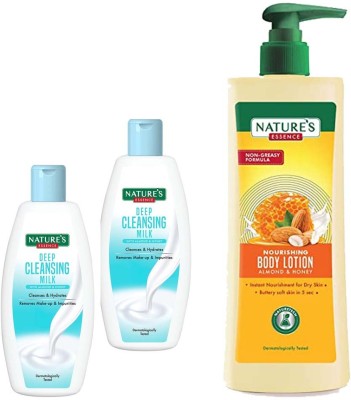 Nature's Essence NOURISHING BODY LOTION 400ML+DEEP CLEANSING MILK 100MLX2(600 ml)