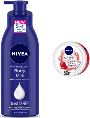 NIVEA Pomegranate 50ml Cream and Bodymilk 400ml Lotion set of 2pc(450 ml)