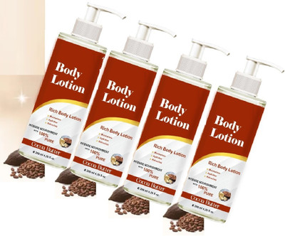 house of common Cocoa Butter Body 24Hr Moisturizing Lotion for Winter & All Skin (200ml) Pack 4(800 ml)