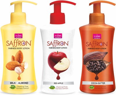 VI-JOHN Body Lotion Combo of 3 | 250 ml Each | For Men and Women | All Skin Types | Milk & Almond | Red Apple | Cocoa Butter(750 ml)