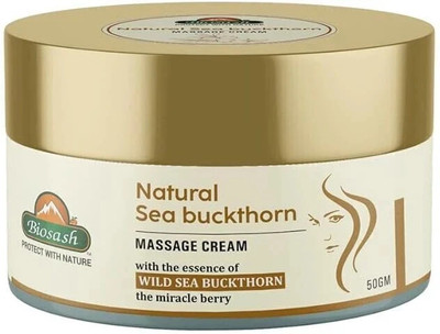BIOSASH Natural Seabuckthorn MassageCream–Relaxing&Nourishing with VitaminE&Antioxidants(50 g)