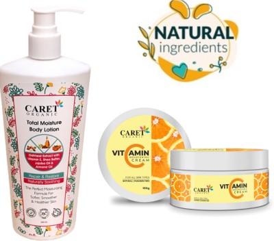 Caret Organic Total Moisture Body Lotion And Nourishing Vitamin C Cream - Cruelty Free(300 ml)