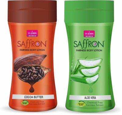 VI-JOHN Saffron Aloe Vera and Cocoa Butter Body Lotion Deep Care Moisturization(500 ml)