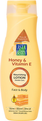 ASTABERRY Honey & Vitamin E Face & Body Lotion- Goodness of Honey, Almond & Olive Oil(300 ml)
