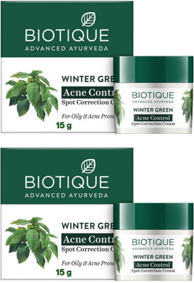 BIOTIQUE Winter green Acne Control Spot Correction Cream 15 g (Pack of 2)(30 g)