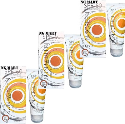 NG MART AUSTRO SUNSCREEN LOTION SPF 60 FOR TANNING & SUN UV RAYS PROTECTION PACK OF - 3(180 g)