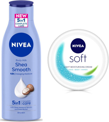 NIVEA Smooth milk 200ml & Soft Creme 200ml Combo(300 ml)