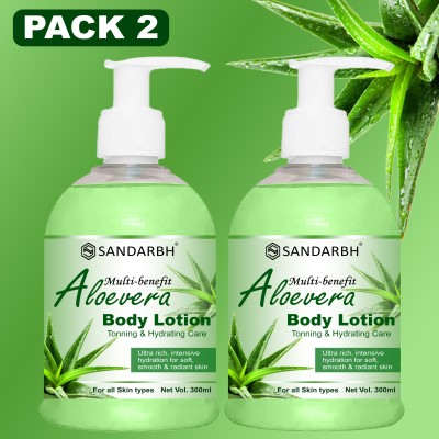 Sandarbh Body Lotion for Dry Skin With Natural Aloevera Pack Of 2(600 ml)