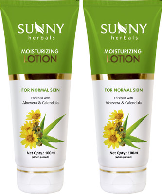 Sunny Herbals Moisturizing Lotion with Aloe Vera and Calendula (100ml) - Pack 2(200 ml)